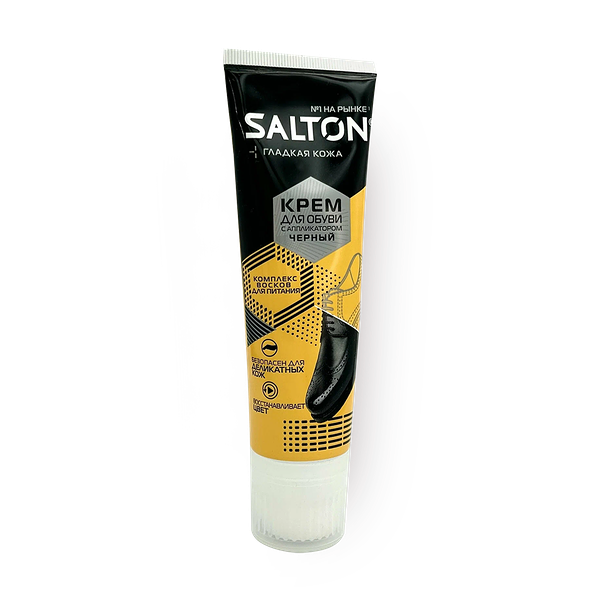 Крем для обуви Salton для гладкой кожи с аппликатором черный