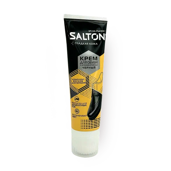 Крем для обуви Salton для гладкой кожи с аппликатором черный