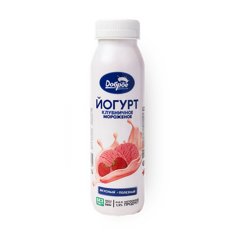 Йогурт «Доброе деревенское утро» клубничное мороженое 1,2%