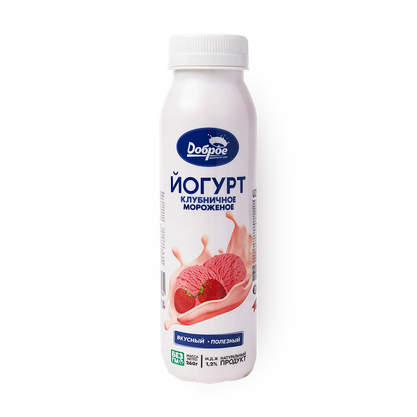 Йогурт «Доброе деревенское утро» клубничное мороженое 1,2%