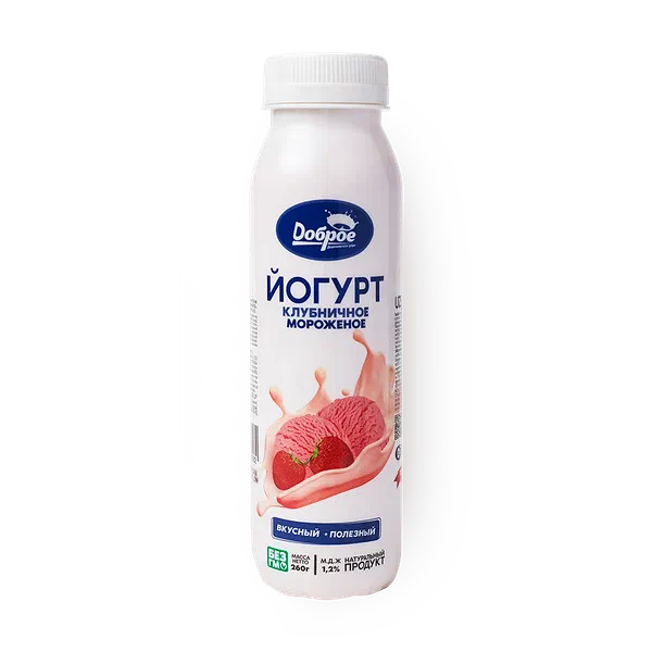 Йогурт «Доброе деревенское утро» клубничное мороженое 1,2%