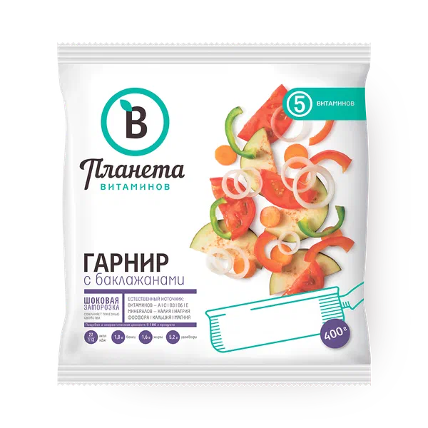 Смесь овощная Гарнир «Планета витаминов» с баклажанами замороженный
