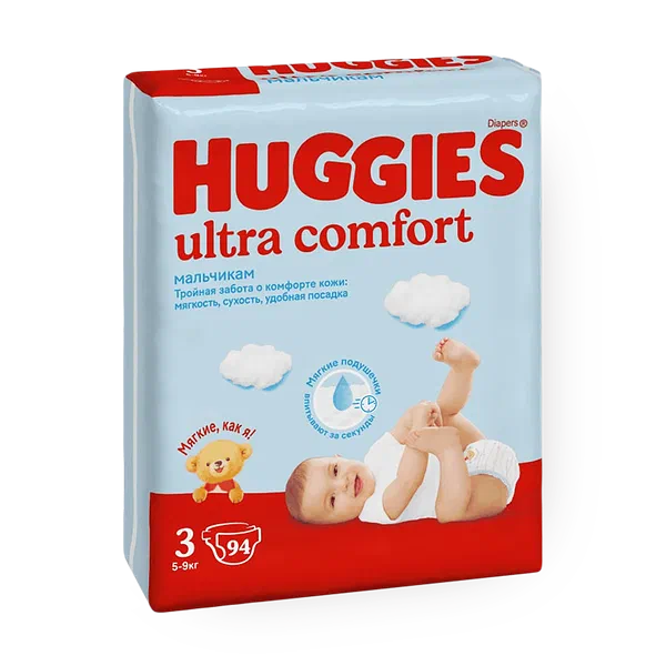 Подгузники Huggies Ultra Comfort для мальчиков 3 размер 5-9 кг