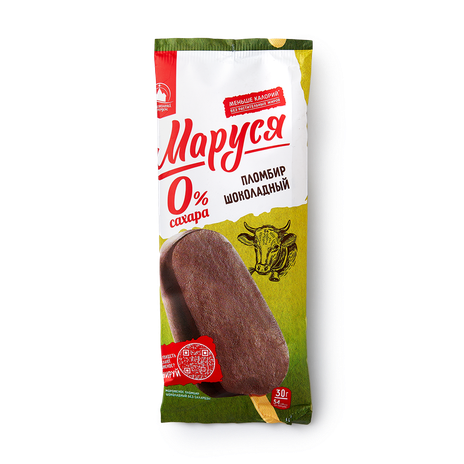 Мороженое пломбир шоколадное 0% сахара «Маруся» без сахара эскимо