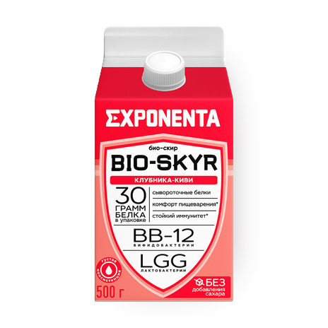 Напиток кисломолочный обезжиренный Exponenta Bio-Skyr 3 в 1 клубника-киви