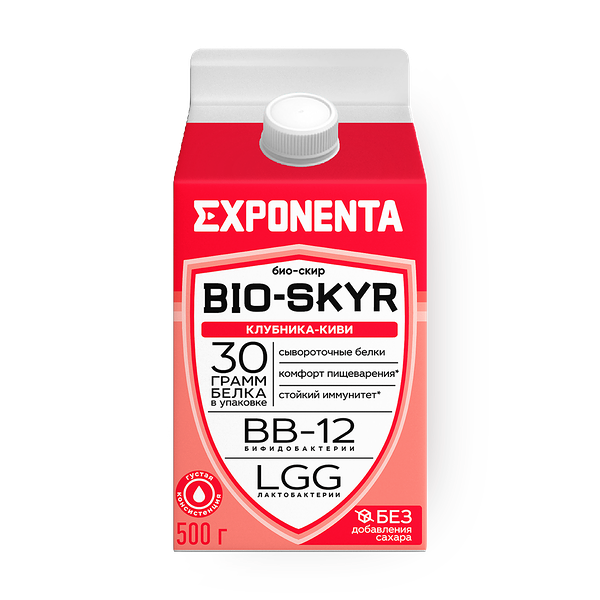 Напиток кисломолочный обезжиренный Exponenta Bio-Skyr 3 в 1 клубника-киви