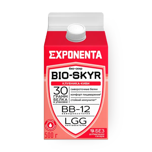 Напиток кисломолочный обезжиренный Exponenta Bio-Skyr 3 в 1 клубника-киви