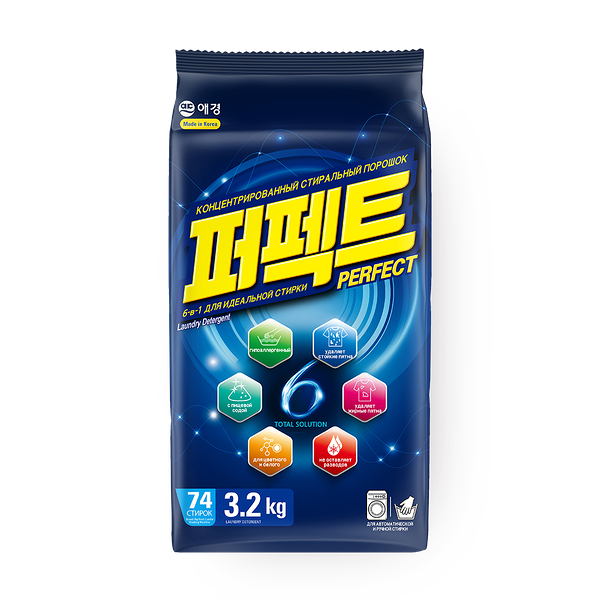 Стиральный порошок Aekyung Perfect 6 в 1 концентрированный для автоматической и ручной стирки