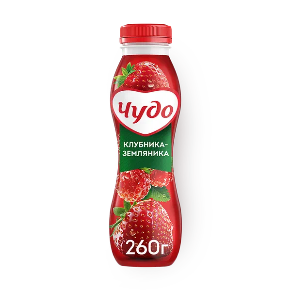 Йогурт питьевой «Чудо» с клубникой и земляникой 1,9%