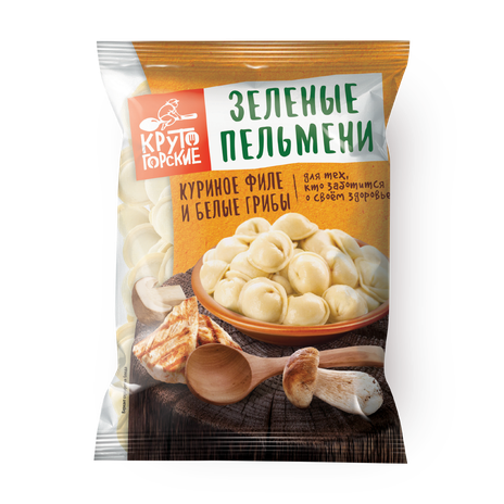 Пельмени куриное филе-белые грибы Зелёные «Крутогорские»