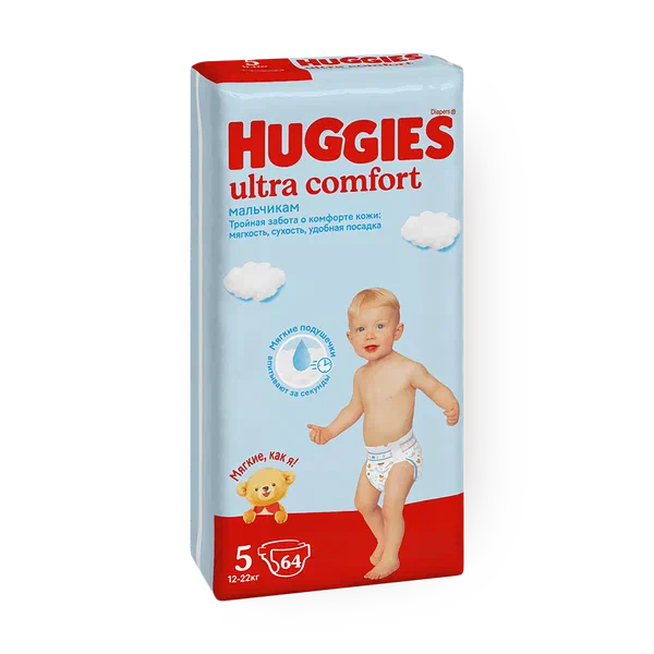 Подгузники Huggies Ultra Comfort для мальчиков 5 размер 12-22 кг