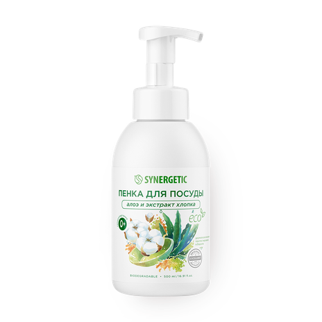 Пенка для посуды Synergetic алоэ и экстракт хлопка