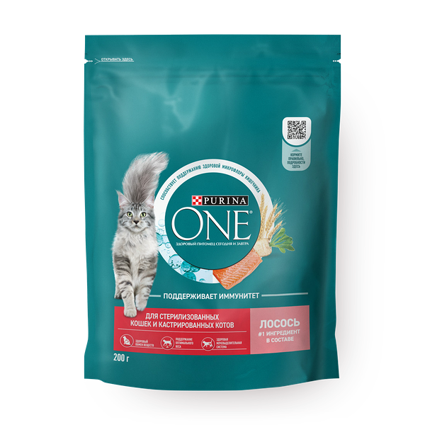 Сухой корм для стерилизованных кошек Purina One с лососем и пшеницей