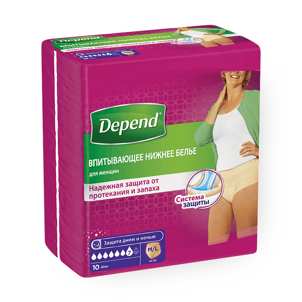 Нижнее бельё впитывающее Depend для женщин M/L 44-50 кг