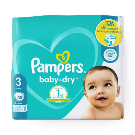 Pampers baby Dry diapers Newborn size 3