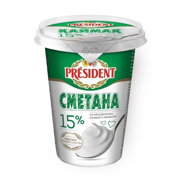Сметана «President» 15%