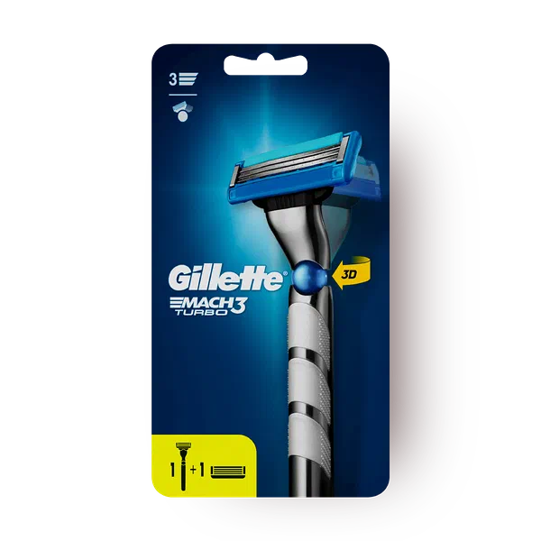 Бритвенная Ручка Gillette Mach3 Turbo с 2 сменными кассетами