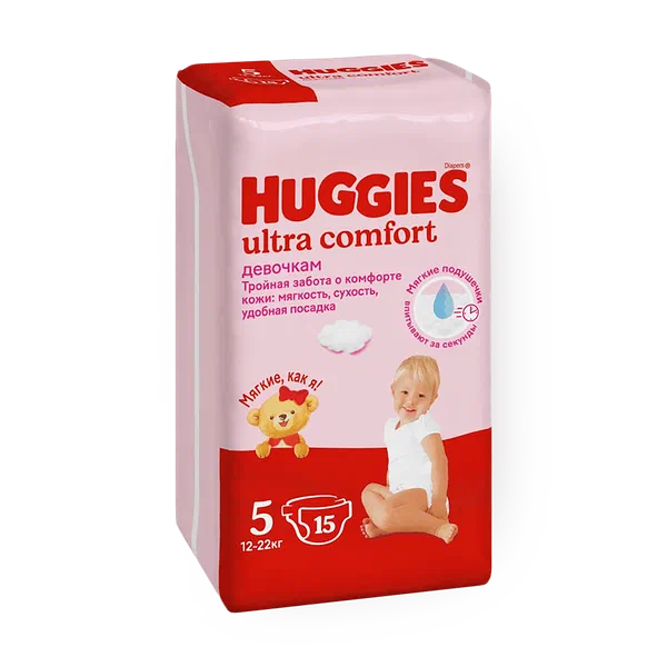 Подгузники Huggies Ultra Comfort для девочек 5 размер 12-22 кг