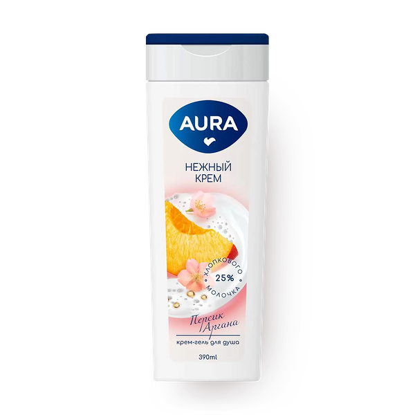 Гель-крем для душа Aura персик и аргана