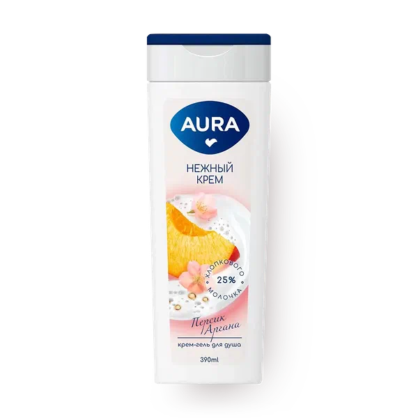 Гель-крем для душа Aura персик и аргана