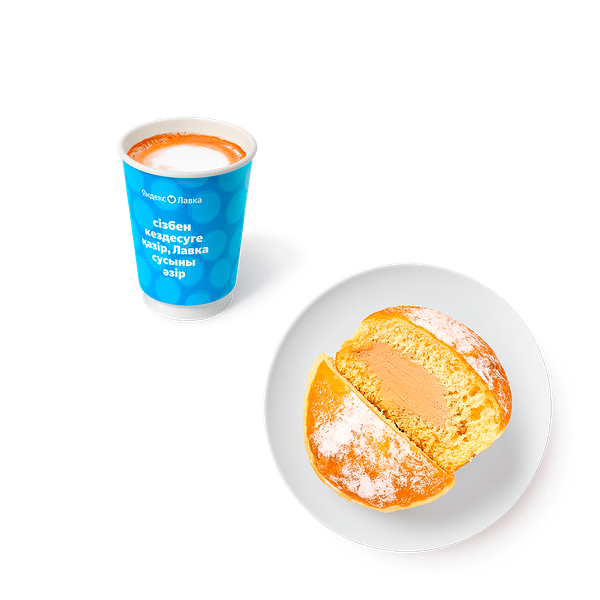 Берлинер Крем-брюле «Из Лавки» + Капучино «Яндекс Лавка»