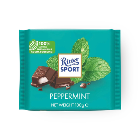 Шоколад тёмный Ritter Sport с мятной начинкой