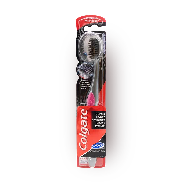 Зубная щётка Colgate 360 с древесным углем средняя жесткость