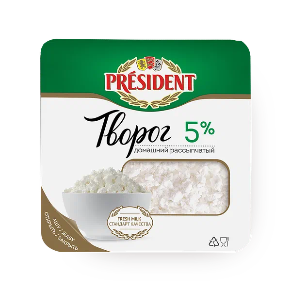 Творог 5% President