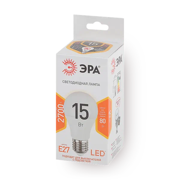 Лампочка светодиодная «Эра» Led E27 15 Вт груша тёплый белый свет