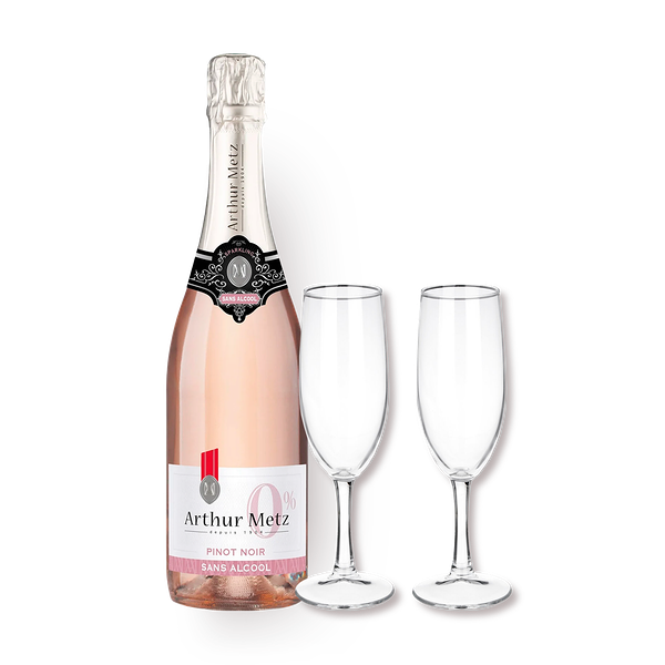 Вино безалкогольное Arthur Metz Sans Alcool Rose Pinot Noir 0.5% + Бокал Pasabahce Классик