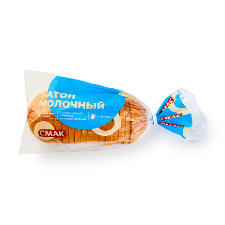 Батон Молочный «Смак» в нарезке, 330 г — купить с доставкой из Яндекс Лавки