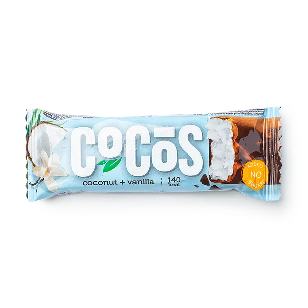 Батончик низкоуглеводный FitnesShock Cocos ваниль-кокос в глазури без сахара