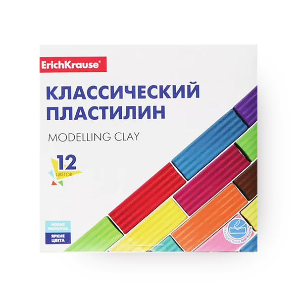 Пластилин Erich Krause Классический 12 цветов