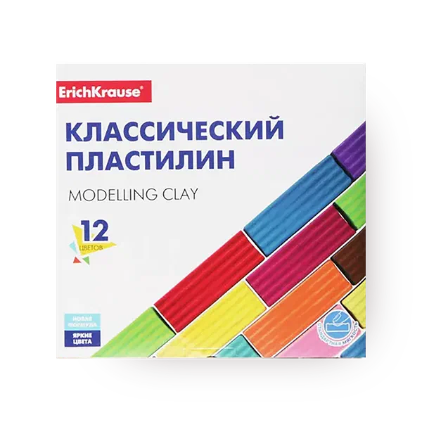 Пластилин Erich Krause Классический 12 цветов