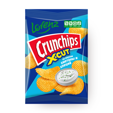 Чипсы картофельные Crunchips X-Cut со вкусом сметаны и специй рифлёные