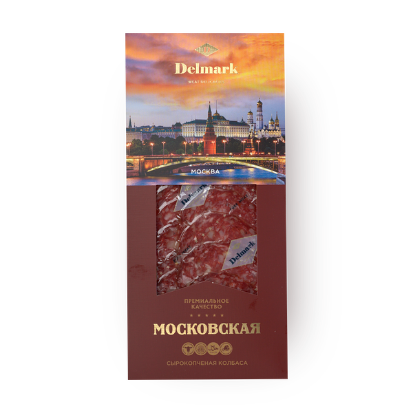 Колбаса Московская Delmark сырокопчёная нарезка