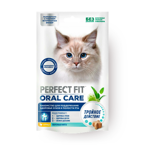 Лакомство для кошек Perfect Fit для поддержания здоровья зубов и полости рта курица