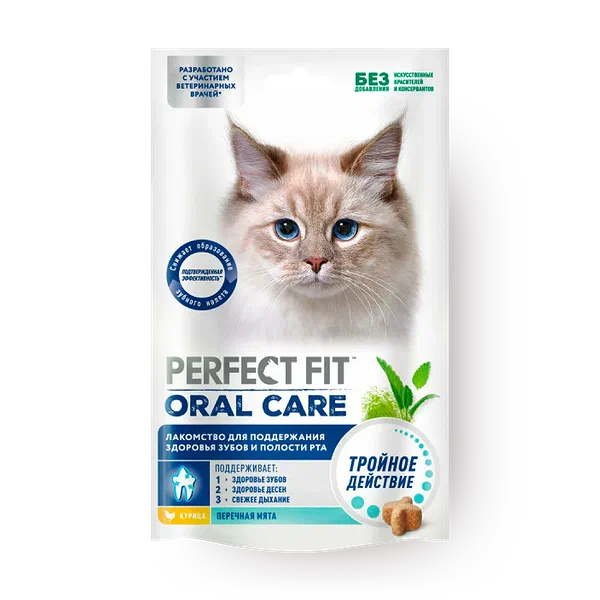 Лакомство для кошек Perfect Fit для поддержания здоровья зубов и полости рта курица