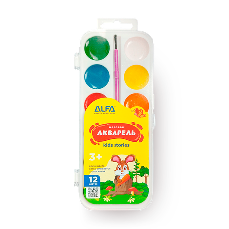 Краски акварельные Alfa медовые 12 цветов