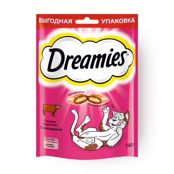 Лакомство для кошек Dreamies с говядиной подушечки