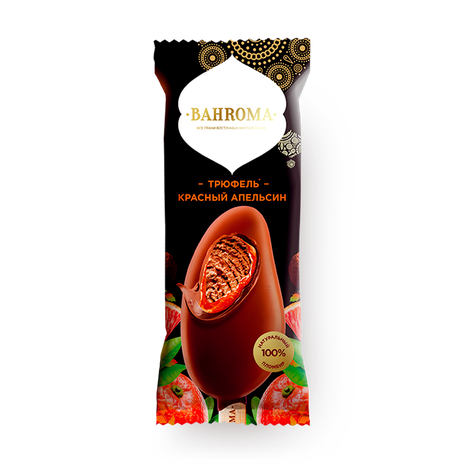 Мороженое двухслойное Bahroma трюфель-красный апельсин в глазури эскимо