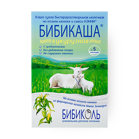 Каша молочная детская на основе козьего молока Бибикаша кукурузная с 5 месяцев