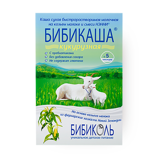 Каша молочная детская на основе козьего молока Бибикаша кукурузная с 5 месяцев