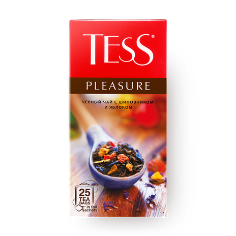 Чай чёрный Tess Pleasure с шиповником и яблоком в пакетиках