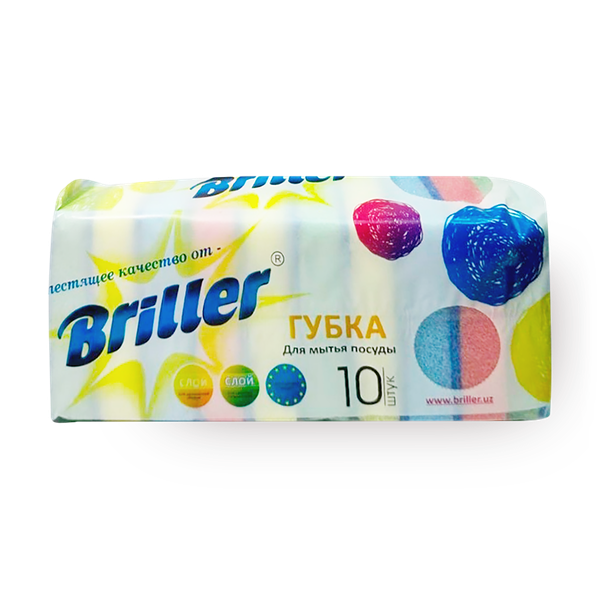 Губка для мытья посуды Briller с абразивным покрытием