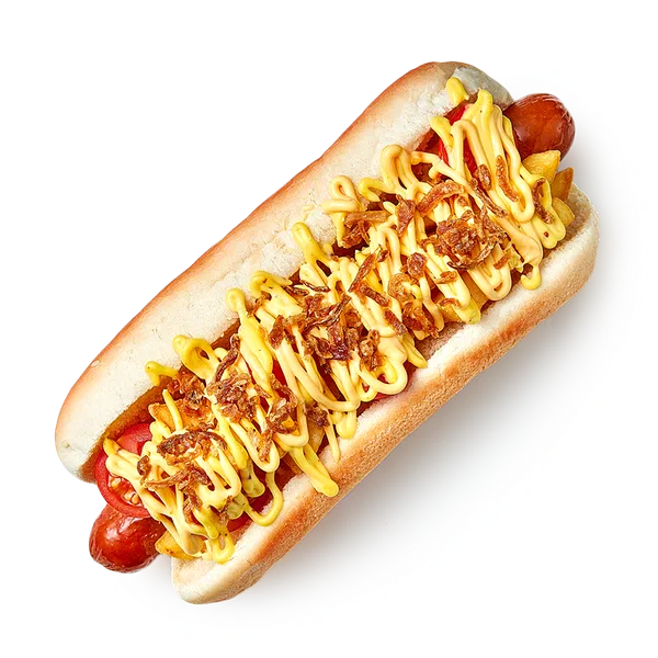 Хот-дог с куриной колбаской, картофелем фри и томатами «Из Лавки»