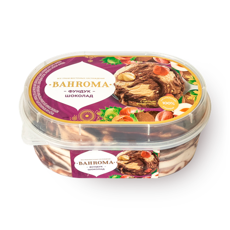 Мороженое пломбир Вahroma двухслойный с фундуком, арахисом и шоколадным соусом