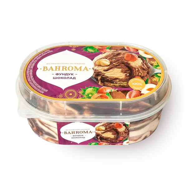 Мороженое пломбир Вahroma двухслойный с фундуком, арахисом и шоколадным соусом