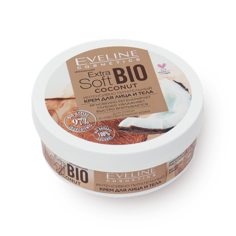 Крем для лица и тела Eveline Extra Soft Bio Coconut интенсивно питательный
