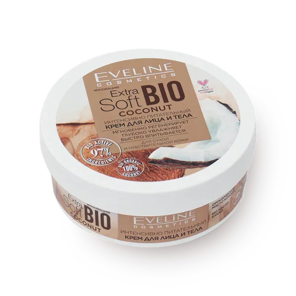 Крем для лица и тела Eveline Extra Soft Bio Coconut интенсивно питательный